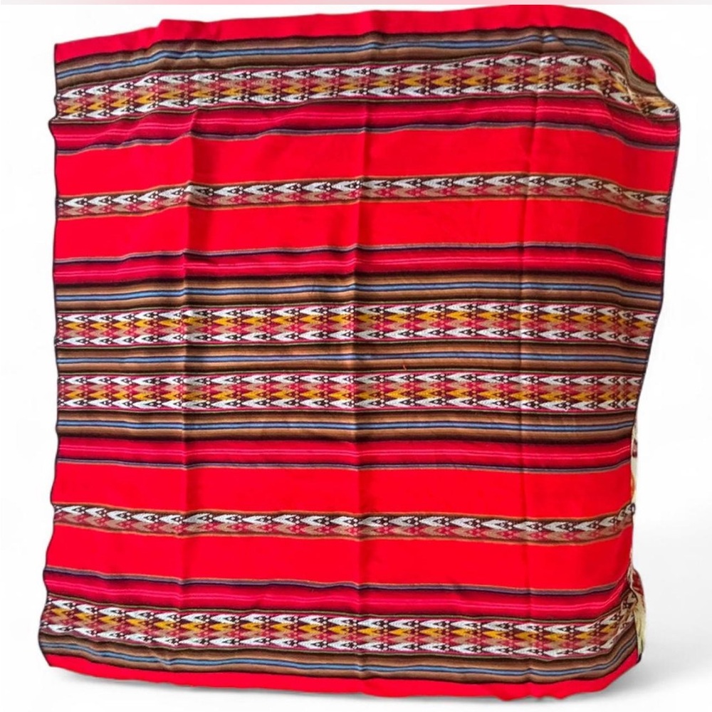 Vibrant Red Striped Square Tablecloth